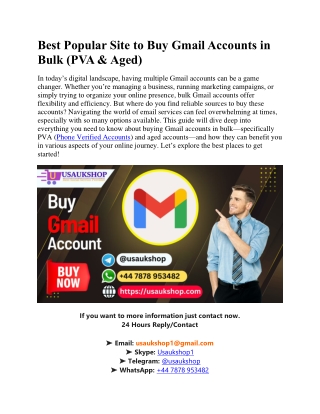 Best Popular Site to Buy Gmail Accounts in Bulk (PVA & Aged)