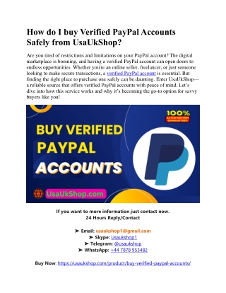 How do I buy Verified PayPal Accounts Safely from UsaUkShop