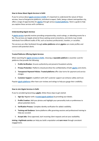 How to Know About Gigolo Services in Delhi