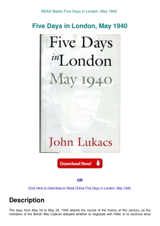 READ Books Five Days in London  May 1940
