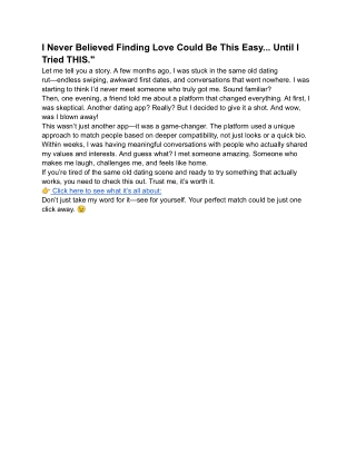 I Never Believed Finding Love Could Be This Easy