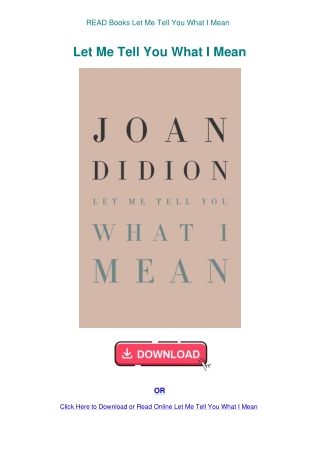 READ Books Let Me Tell You What I Mean