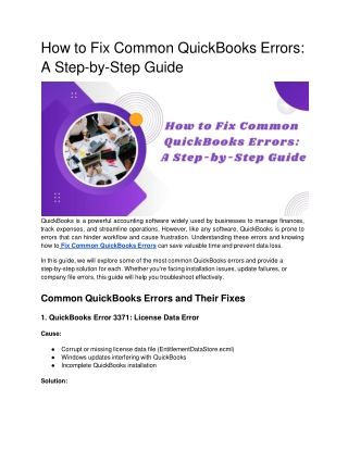 How to Fix Common QuickBooks Errors_ A Step-by-Step Guide