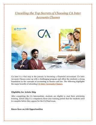 Unveiling the Top Secrets of Choosing CA Inter Accounts Classes