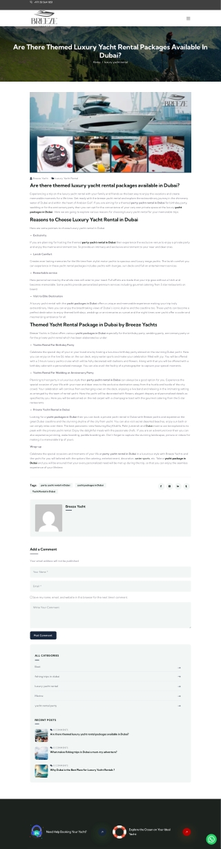 Are there themed luxury yacht rental packages available in Dubai