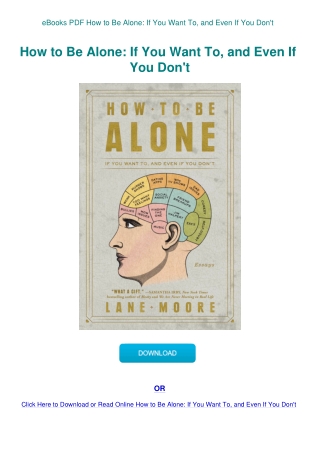 eBooks PDF How to Be Alone If You Want To  and Even If You Don't