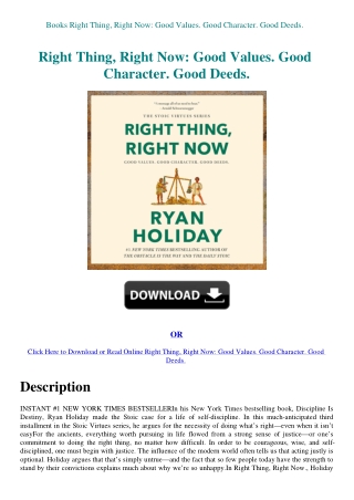 Books Right Thing  Right Now Good Values. Good Character. Good Deeds.