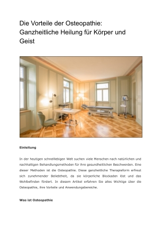 Die Vorteile der Osteopathie: Ganzheitliche Heilung für Körper und Geist