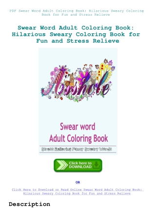 PDF Swear Word Adult Coloring Book Hilarious Sweary Coloring Book for Fun and Stress Relieve