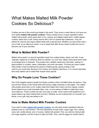 What Makes Malted Milk Powder Cookies So Delicious
