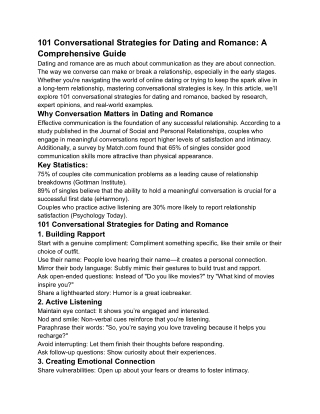 101 Conversational Strategies for Dating and Romance_ A Comprehensive Guide