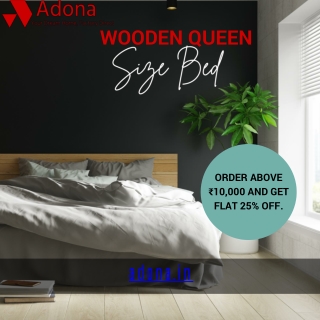 wooden queen size bed