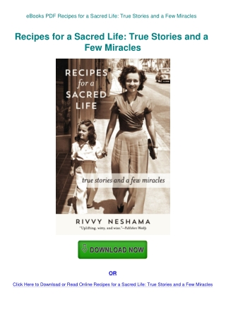 eBooks PDF Recipes for a Sacred Life True Stories and a Few Miracles