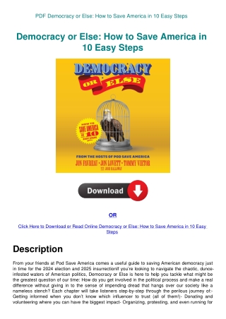 PDF Democracy or Else How to Save America in 10 Easy Steps