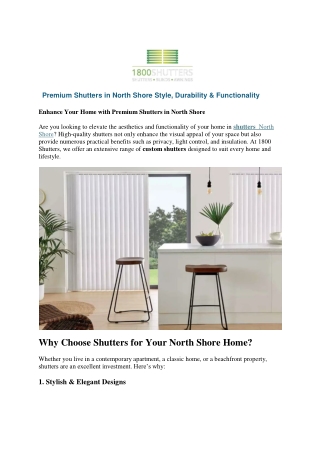 Premium Shutters in North Shore Style