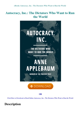 eBooks Autocracy  Inc. The Dictators Who Want to Run the World