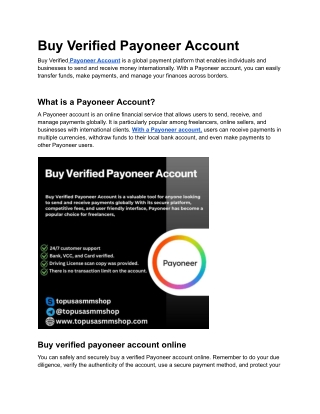 Buy Verified Payoneer Account