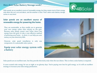 How does Solar Battery Storage work