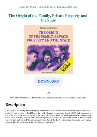 eBooks The Origin of the Family  Private Property and the State