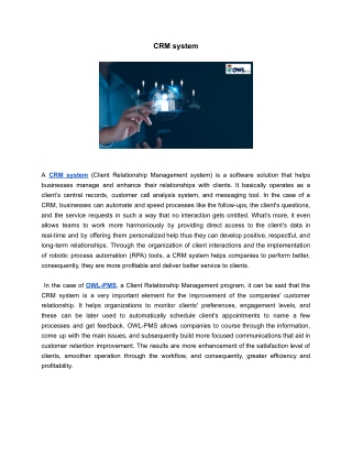 CRM system | OWL-PMS