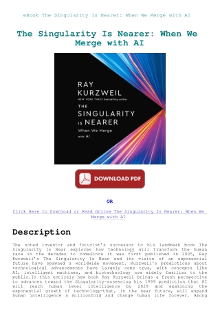 eBook The Singularity Is Nearer When We Merge with AI