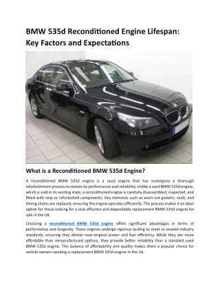 BMW 535d Reconditioned Engine Lifespan Key Factors and Expectations