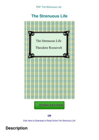PDF The Strenuous Life