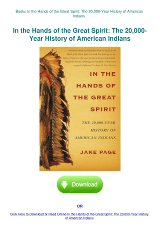Books In the Hands of the Great Spirit The 20 000-Year History of American Indians