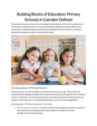 Primary Schools in Camden Defined