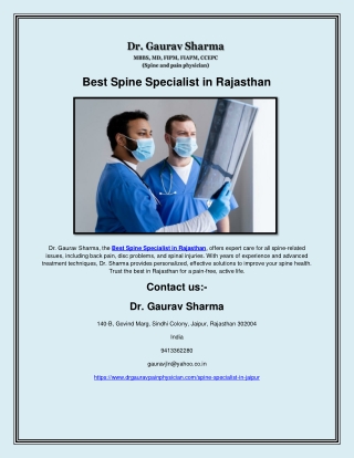 Best Spine Specialist in Rajasthan