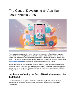 The Cost of Developing an App like TaskRabbit in 2025