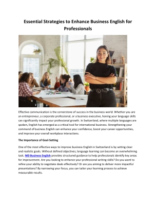 Essential Strategies to Enhance Business English for Professionals