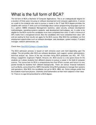 What is the full form of BCA
