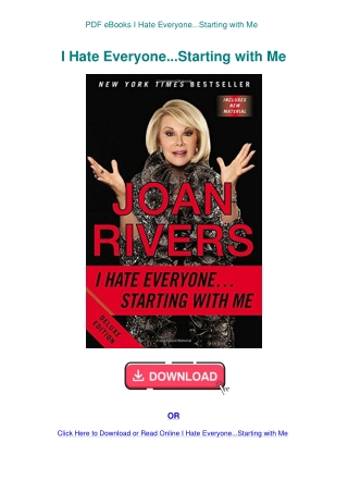 PDF eBooks I Hate Everyone...Starting with Me