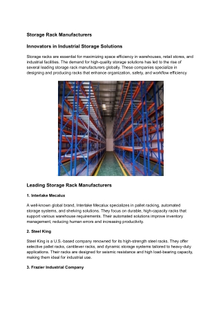 Storage Rack Manufacturers