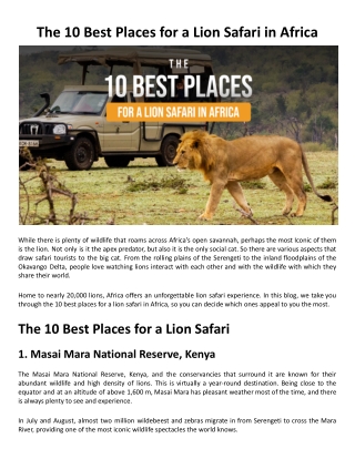 The 10 Best Places for a Lion Safari in Africa