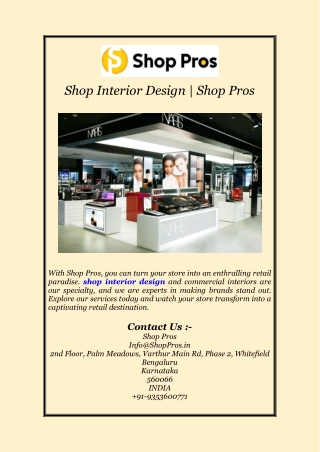 Shop Interior Design | Shop Pros