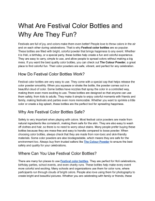 What Are Festival Color Bottles and Why Are They Fun