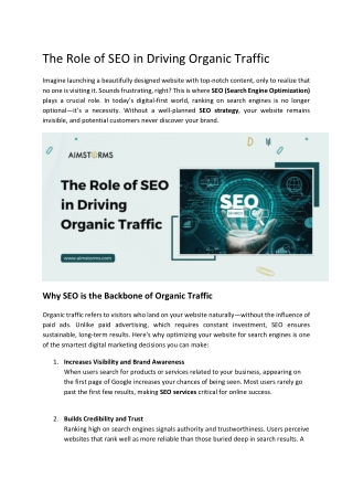 The Role of SEO in Driving Organic Traffic