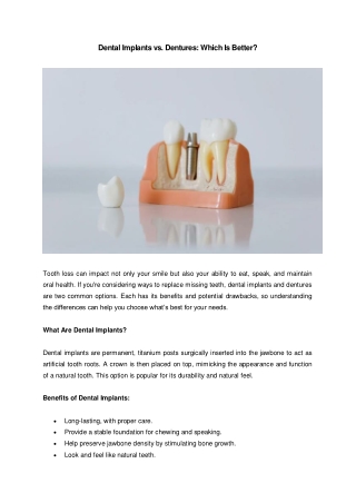 Dental Implants vs. Dentures: Which Is Better?