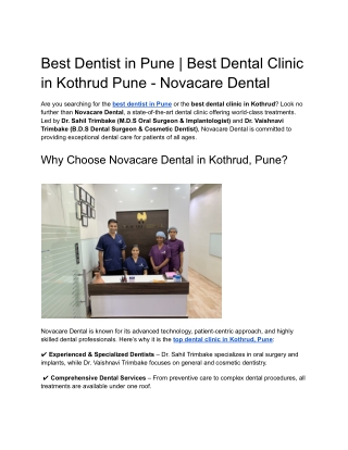 Best Dentist in Pune _ Best Dental Clinic in Kothrud Pune - Novacare Dental