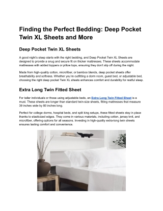 Finding the Perfect Bedding_ Deep Pocket Twin XL Sheets and More