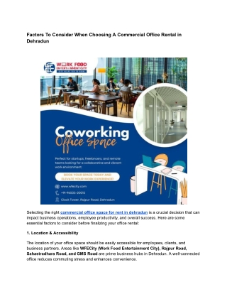 Factors To Consider When Choosing A Commercial Office Rental in Dehradun