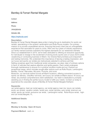 Bentley & Ferrari Rental Margate