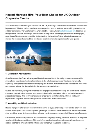 Heated Marquee Hire Your Best Choice for UK Outdoor Corporate Events