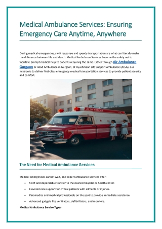 Ambulance Services in Delhi