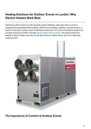 Heating Solutions for Outdoor Events in London Why Electric Heaters Work Best