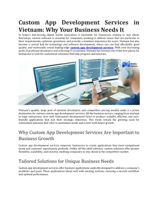 Custom App Development Services in Vietnam