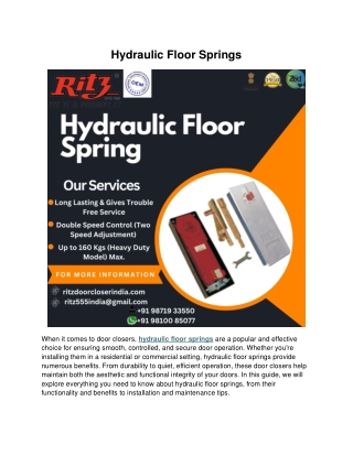 Hydraulic Floor Springs