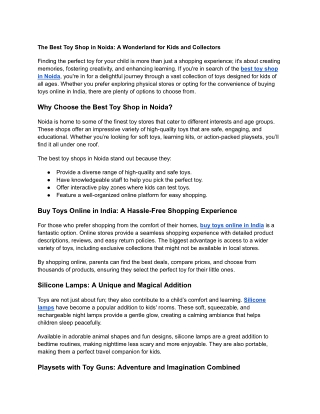 The Best Toy Shop in Noida_ A Wonderland for Kids and Collectors